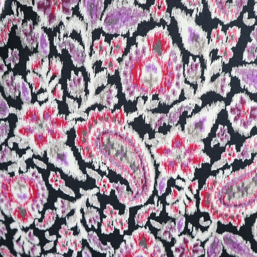 J Jill Size XS Wearever Collection Tunic Long Sleeve Black Pink Floral - Picture 7 of 9